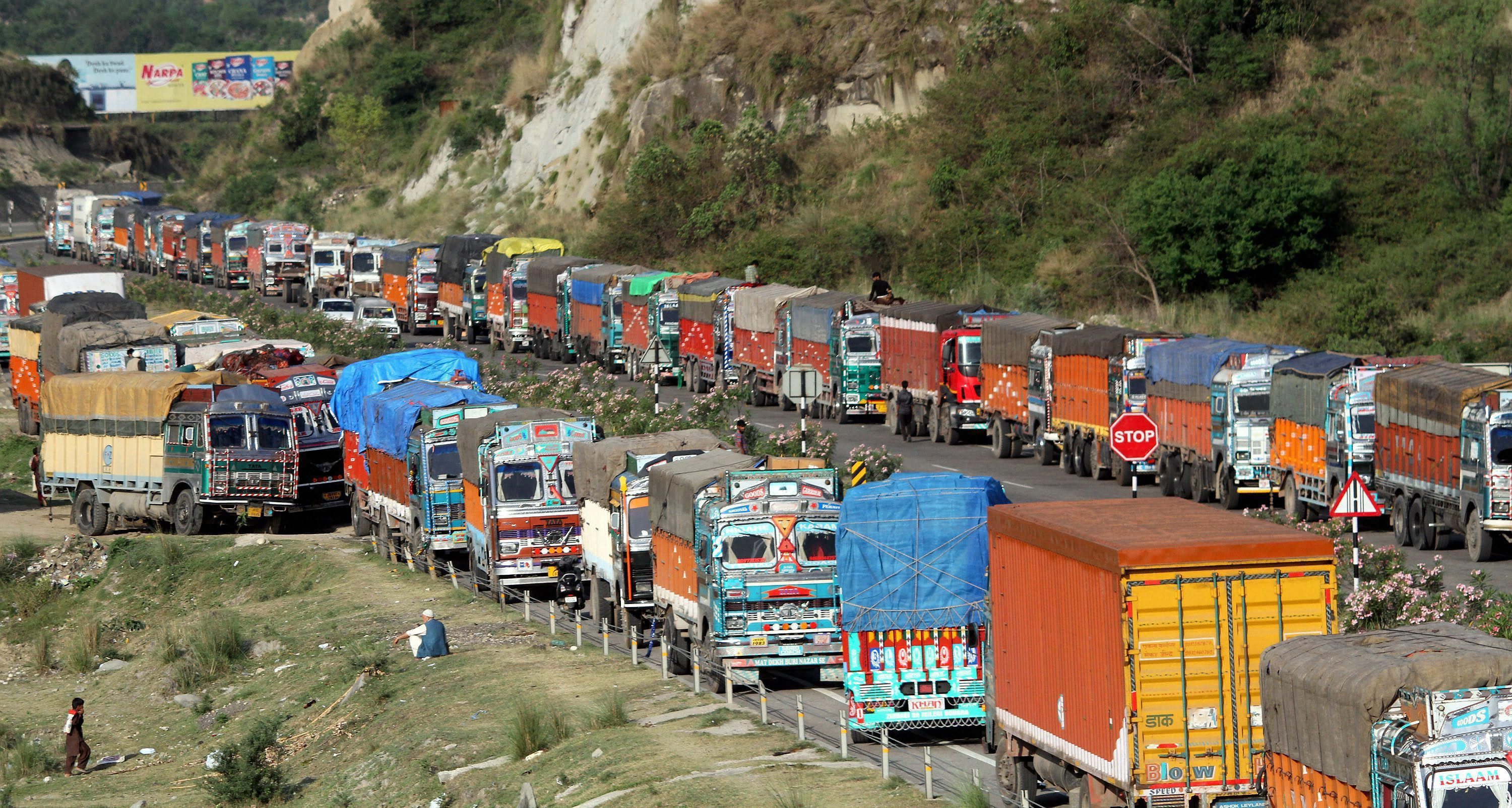 Trucks carry government records from Jammu to Srinagar during the half-yearly Durbar Move. Image credit: PTI Trucks carry government records from Jammu to Srinagar during the half-yearly Durbar Move. Image credit: PTI