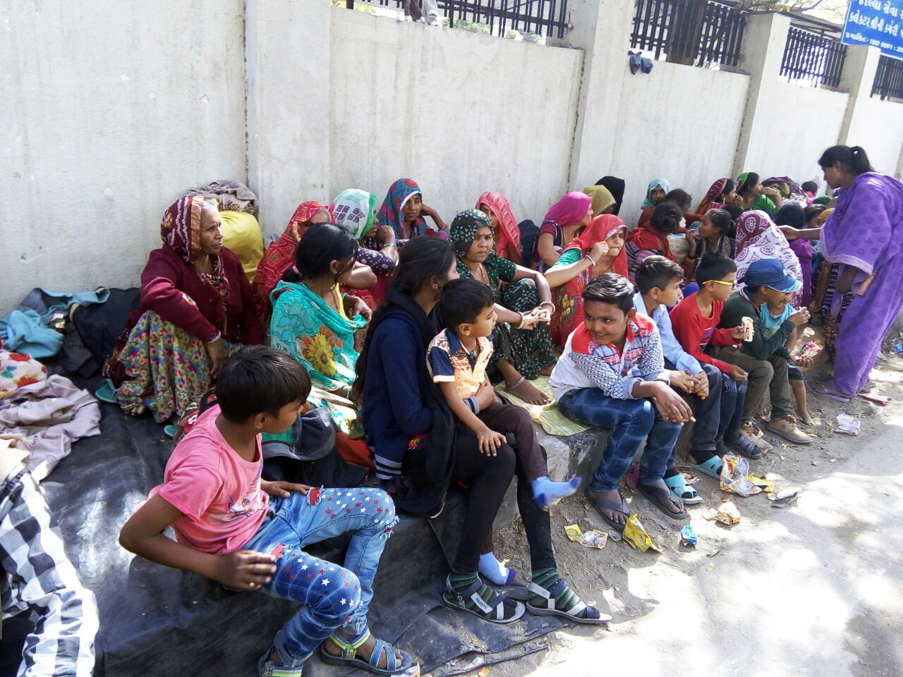 The protesting villagers have made the footpath their home since February 21. The protesting villagers have made the footpath their home since February 21.