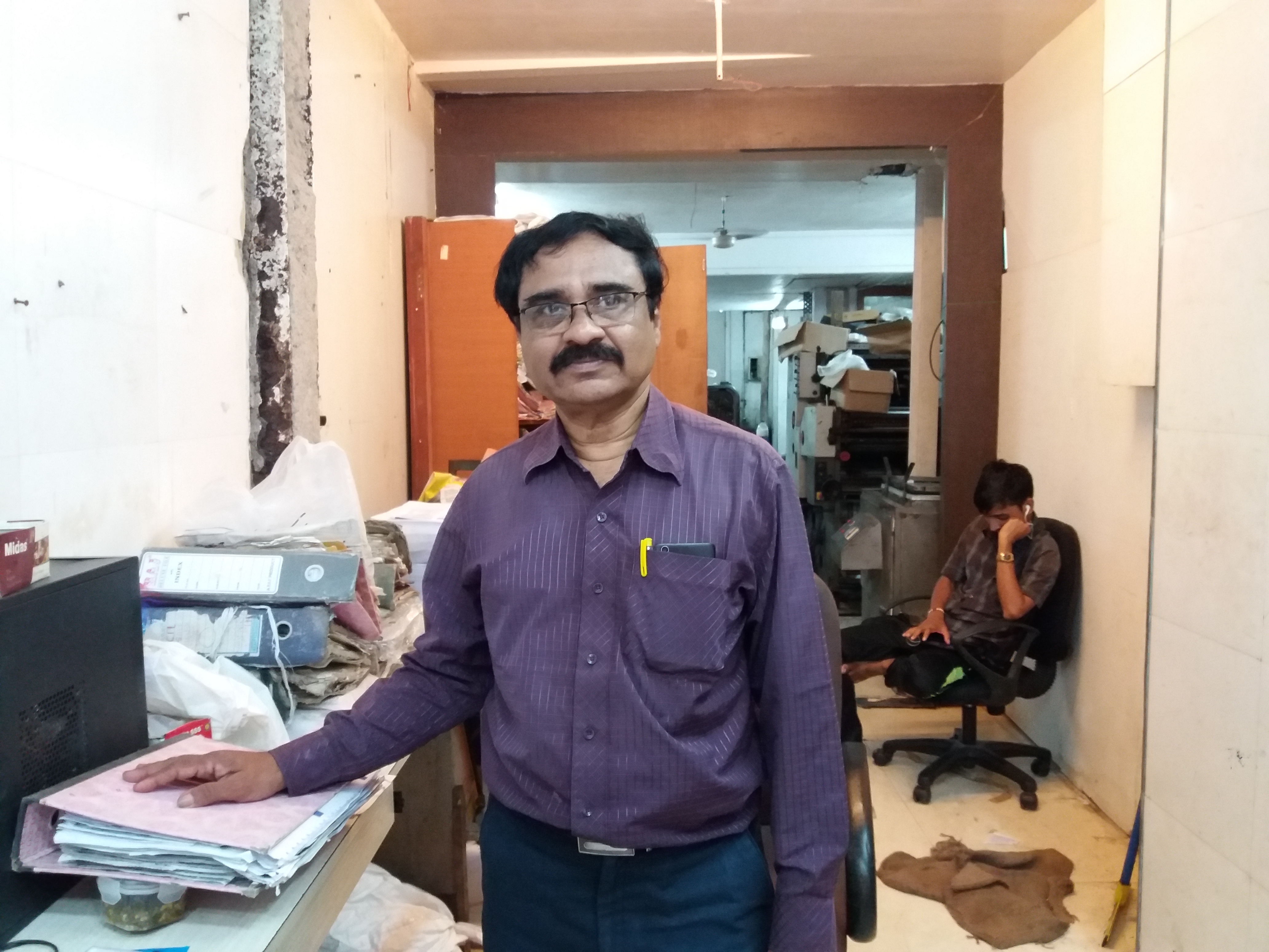 Ashok Shah in his stationery shop in Fort, Mumbai. Photo credit: Aarefa Johari Ashok Shah in his stationery shop in Fort, Mumbai. Photo credit: Aarefa Johari