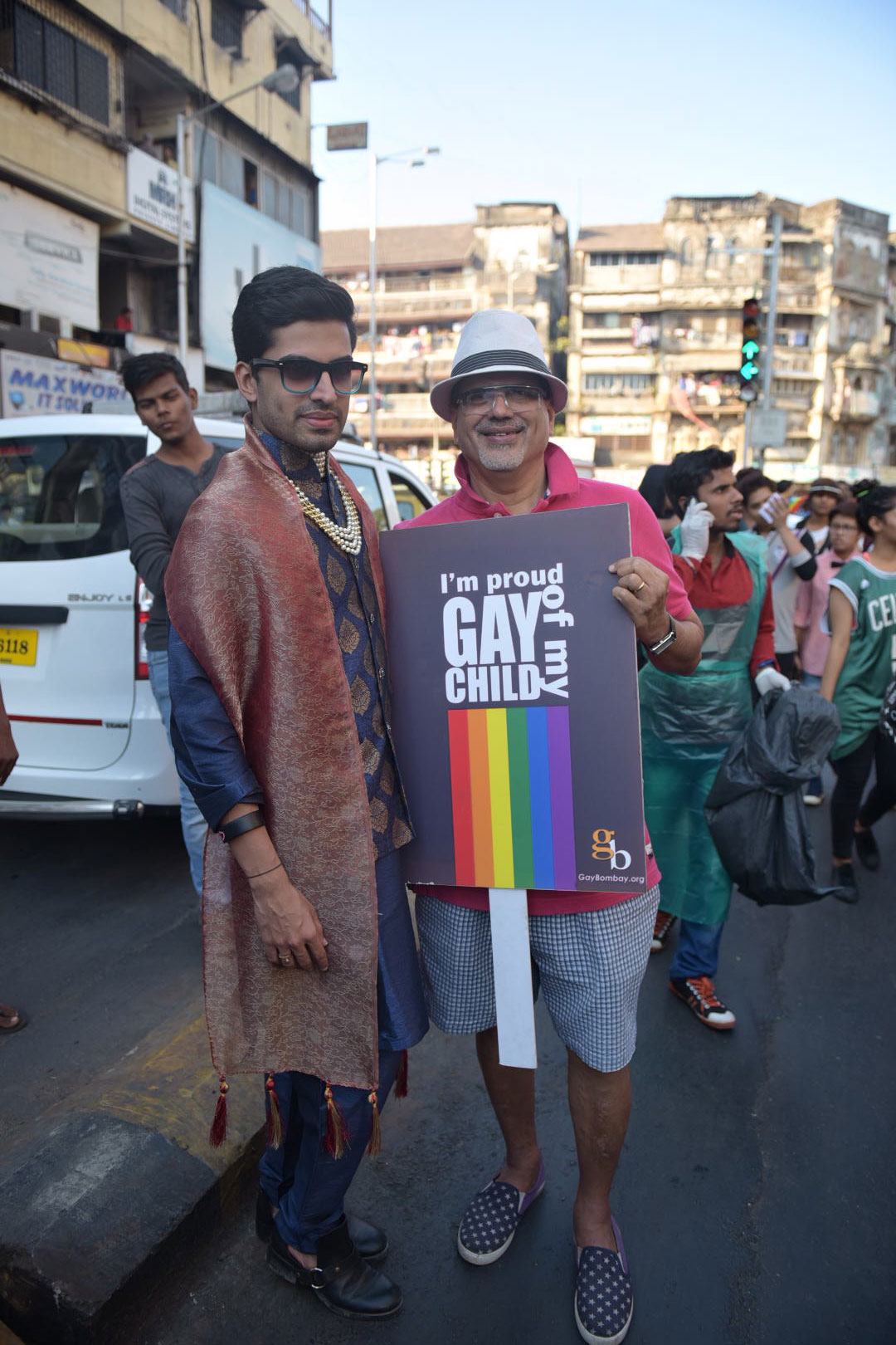 Sushant Divgikar, Gay Mr India 2014 and his father Pratap, at the parade. Sushant Divgikar, Gay Mr India 2014 and his father Pratap, at the parade.