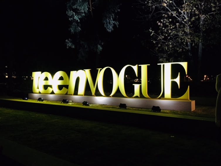Teen Vogue Summit sign at night. Photo credit: Jessalynn Keller Teen Vogue Summit sign at night. Photo credit: Jessalynn Keller
