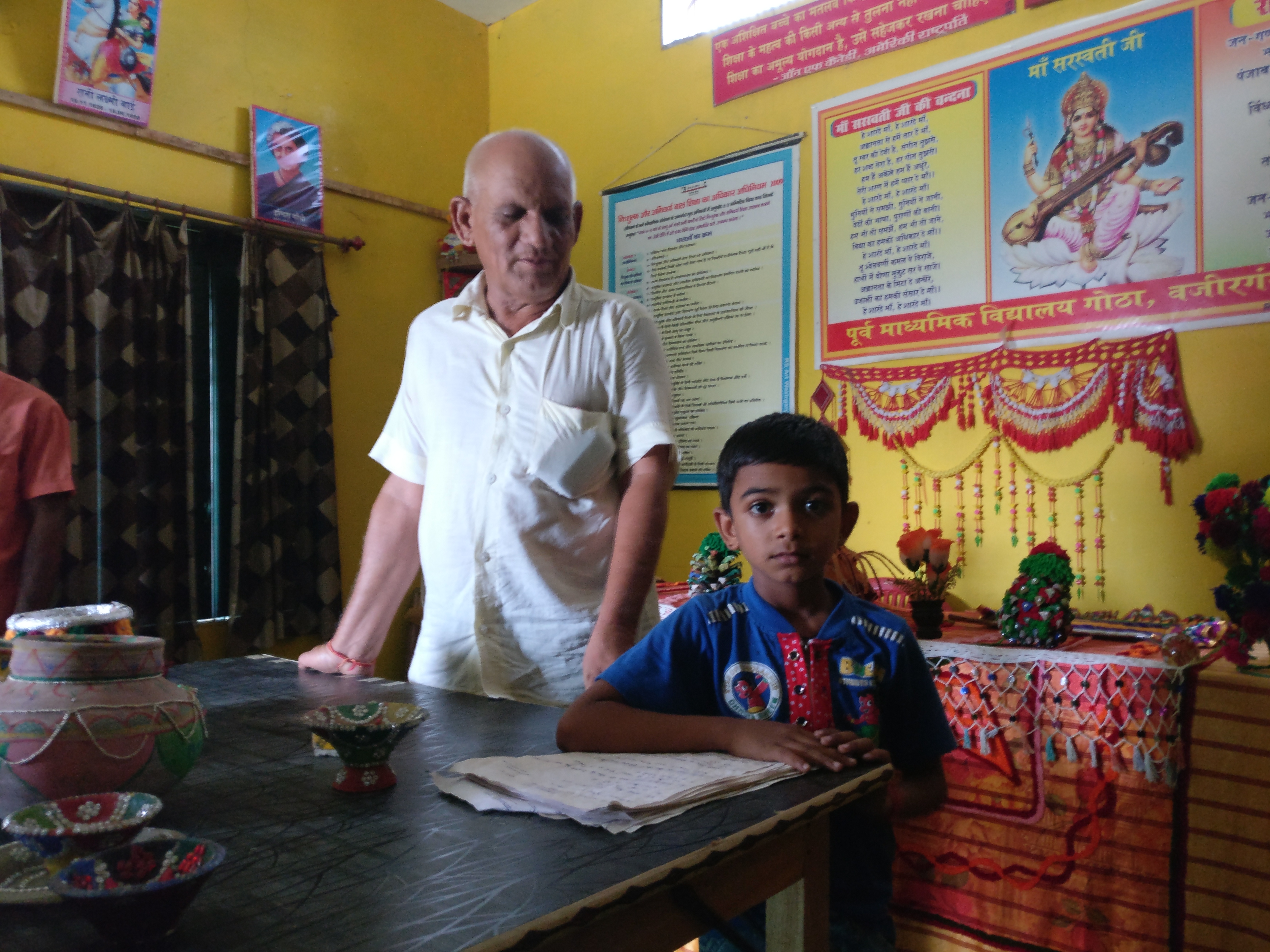 Gotha's upper primary school has passed the ultimate quality check: principal Netrapal Singh Chauhan's grandson Pankaj attends the same school as do the children of the village's two other government school teachers. Photo credit: Shreya Roy Chowdhury Gotha's upper primary school has passed the ultimate quality check: principal Netrapal Singh Chauhan's grandson Pankaj attends the same school as do the children of the village's two other government school teachers. Photo credit: Shreya Roy Chowdhury