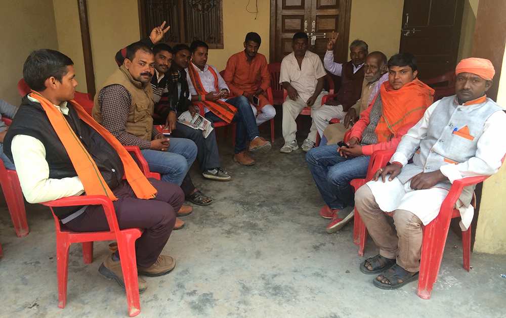 Political workers of the BJP at the party’s campaign office for Malhani constituency. Political workers of the BJP at the party’s campaign office for Malhani constituency.