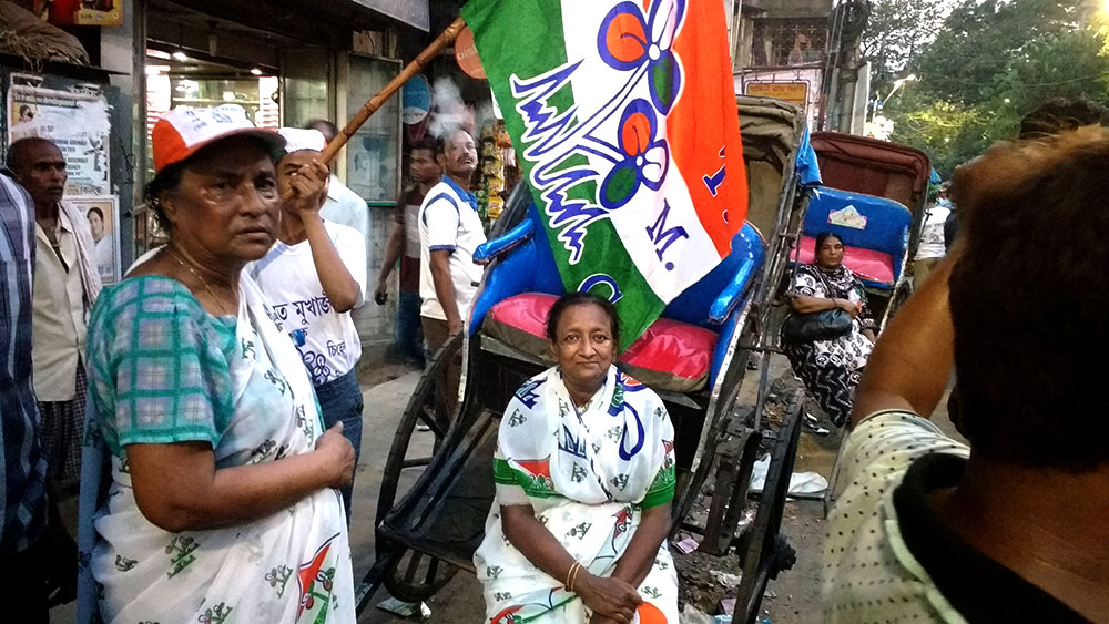 Rukhsana Begum resting on a rickshaw before the rally starts it march. Rukhsana Begum resting on a rickshaw before the rally starts it march.