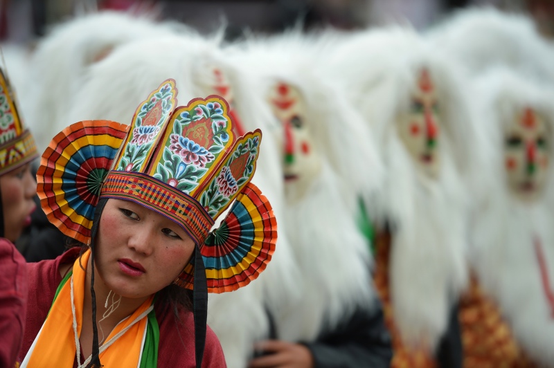A dancer at the three-day Tawang festival in October, 2016. (Photo credit: Tauseef Mustafa/AFP). A dancer at the three-day Tawang festival in October, 2016. (Photo credit: Tauseef Mustafa/AFP).