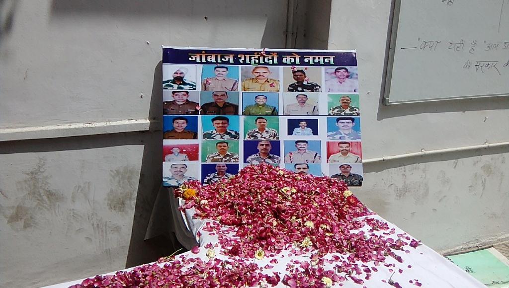 Inside the Delhi BJP office, a tribute to CRPF soldiers killed in a Maoist ambush in Chhattisgarh. Credit: Abhishek Dey Inside the Delhi BJP office, a tribute to CRPF soldiers killed in a Maoist ambush in Chhattisgarh. Credit: Abhishek Dey