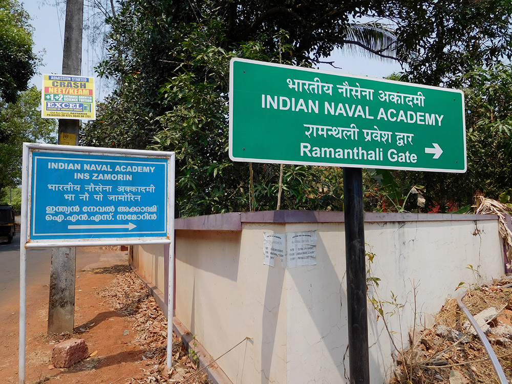 A signboard showing the way to to the Indian Naval Academy at Ezhimala. A signboard showing the way to to the Indian Naval Academy at Ezhimala.