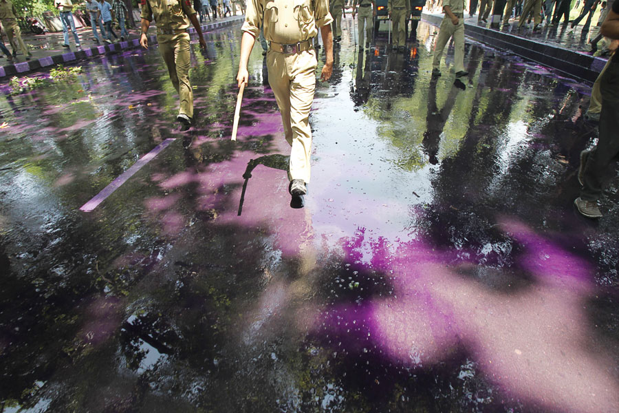 Dye sprayed on protestors, Srinagar 2013. Credit: Javed Dar Dye sprayed on protestors, Srinagar 2013. Credit: Javed Dar