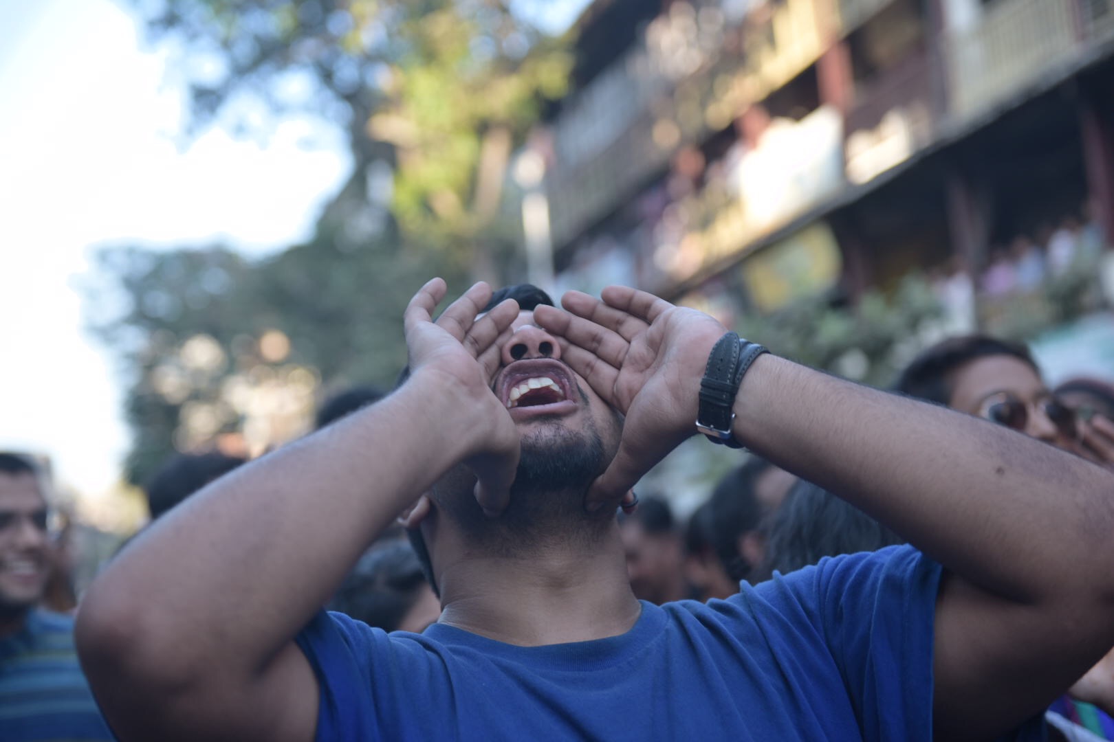 A participant ensures his voice is heard. A participant ensures his voice is heard.