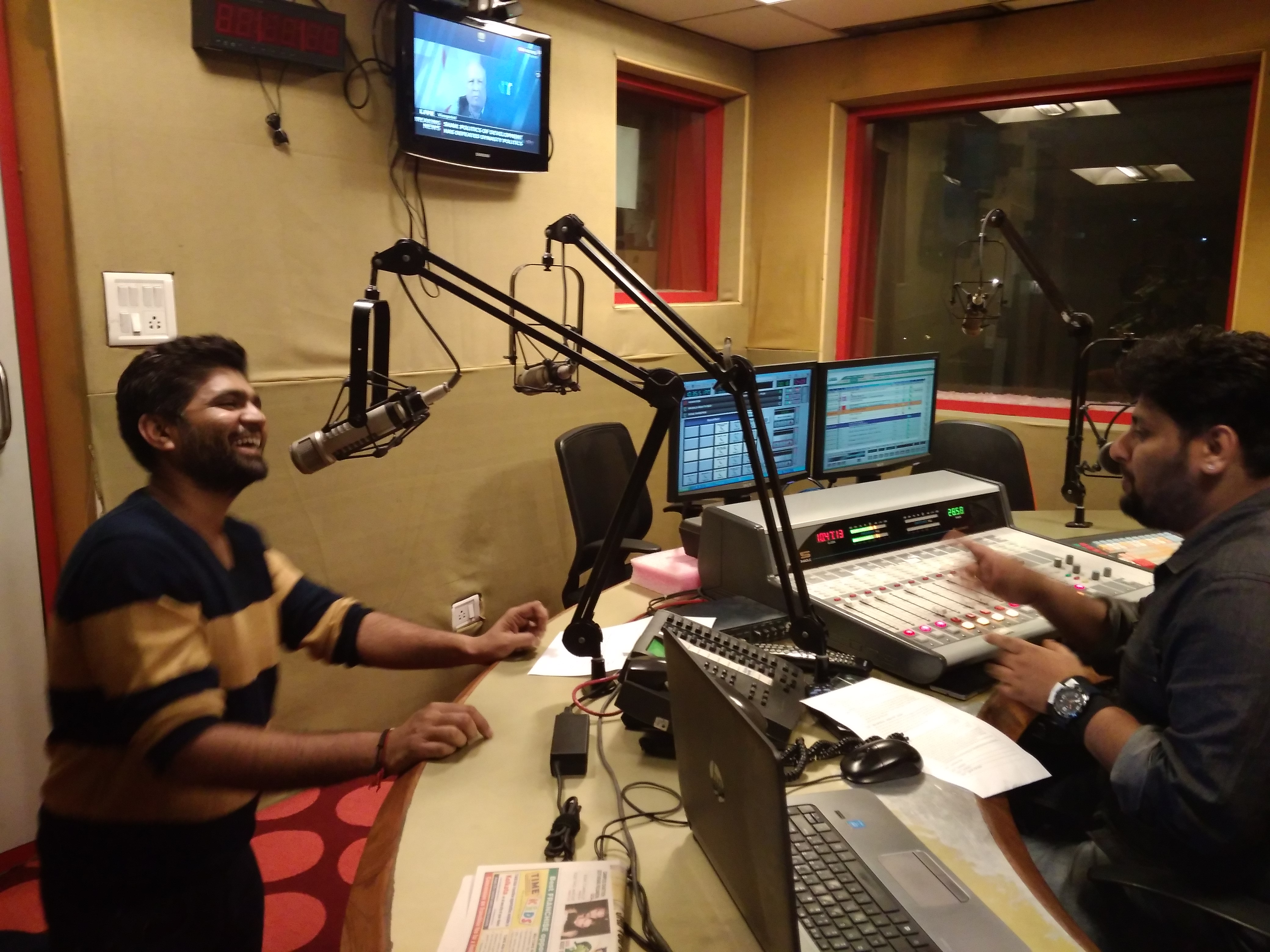 Rohit Gupta and RJ Neil at the 93.5 RED FM Kolkata studio. Image credit: Devarsi Ghosh. Rohit Gupta and RJ Neil at the 93.5 RED FM Kolkata studio. Image credit: Devarsi Ghosh.
