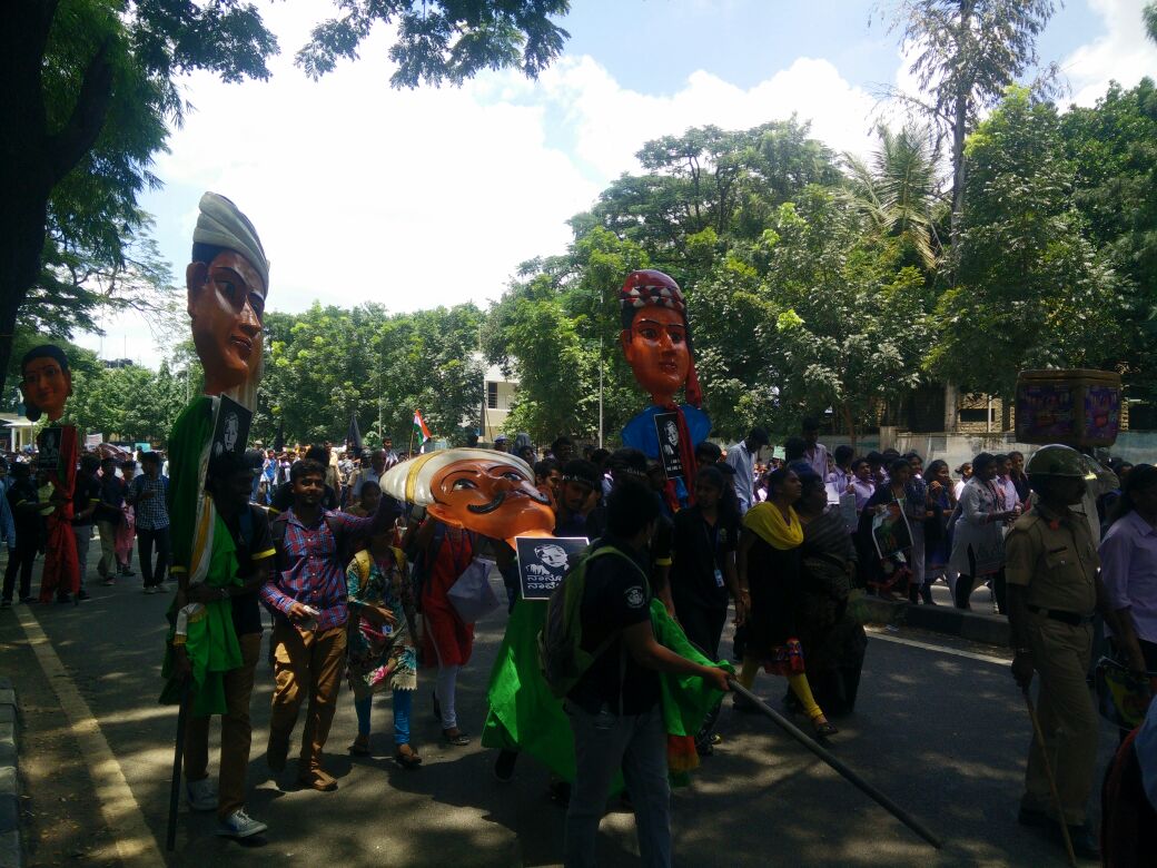 Protestors take to the streets of Bengaluru to participate in a national rally against the murder of Gauri Lankesh. (Credit: Archana Nathan/Scroll.in) Protestors take to the streets of Bengaluru to participate in a national rally against the murder of Gauri Lankesh. (Credit: Archana Nathan/Scroll.in)