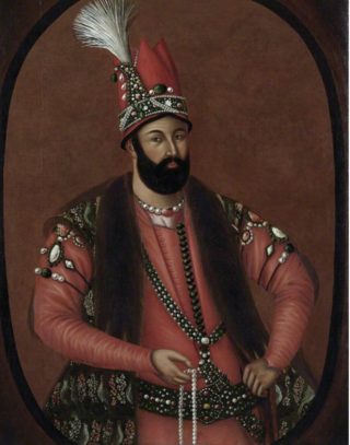 Three-quarter length portrait of Nādir Shāh, Shah of Iran (r. 1736–1747), painted by an anonymous artist ca. 1740. Oil on canvas (British Library F44) Three-quarter length portrait of Nādir Shāh, Shah of Iran (r. 1736–1747), painted by an anonymous artist ca. 1740. Oil on canvas (British Library F44)