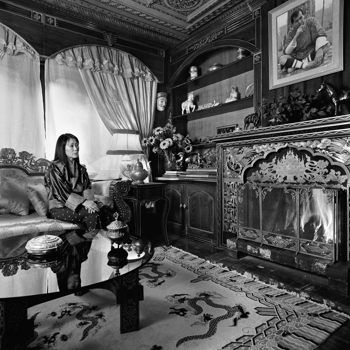 Her Majesty The Queen of Bhutan, Ashi Dorji Wangmo Wangchuck, at home in her palace in Thimphu. Image by Serena Chopra. Courtesy Tasveer. Her Majesty The Queen of Bhutan, Ashi Dorji Wangmo Wangchuck, at home in her palace in Thimphu. Image by Serena Chopra. Courtesy Tasveer.