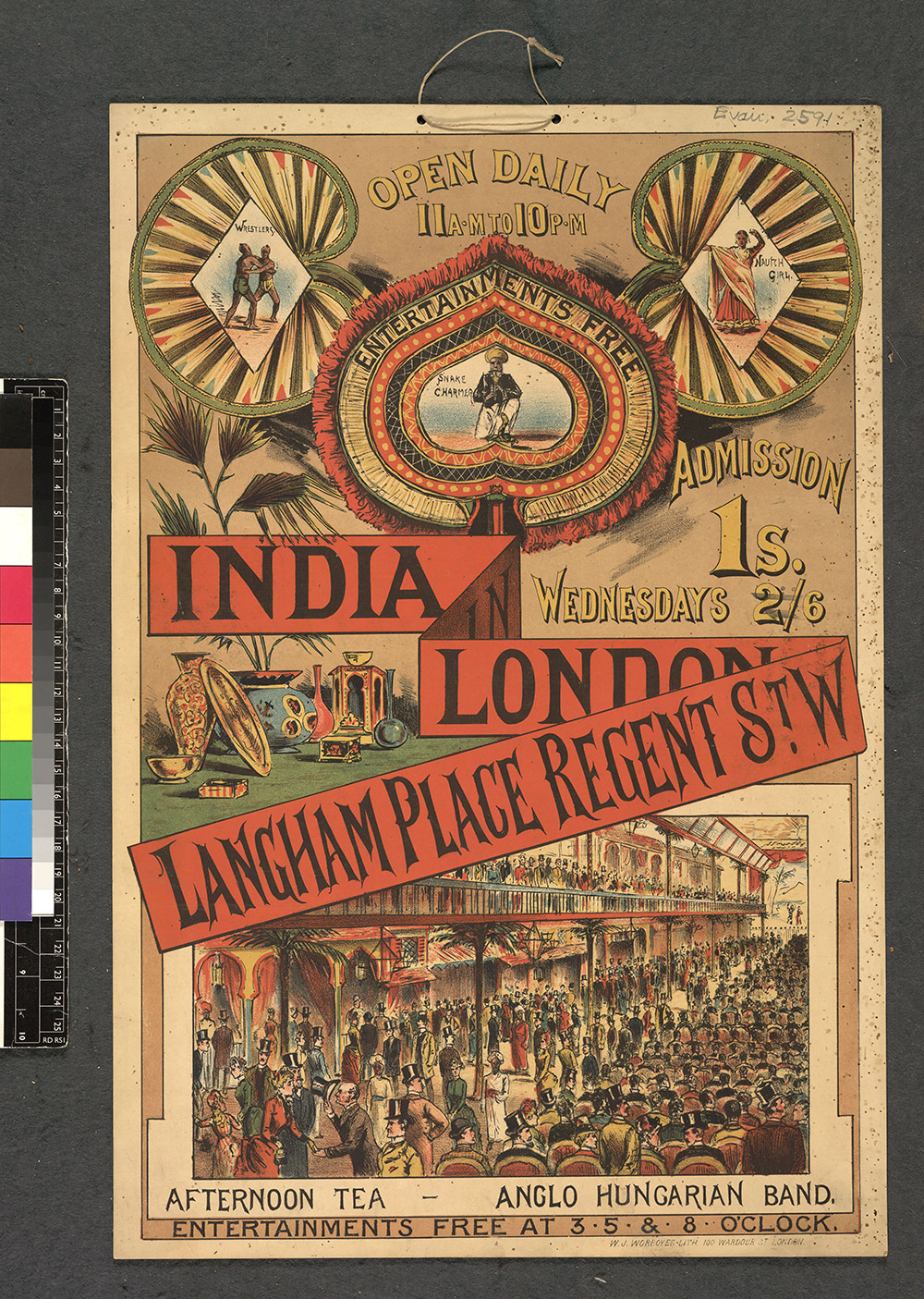 A poster for a daily exhibition at Langham Place, Regent Street, London, 1886. Image courtesy of the British Library Board: Evan.2591 A poster for a daily exhibition at Langham Place, Regent Street, London, 1886. Image courtesy of the British Library Board: Evan.2591