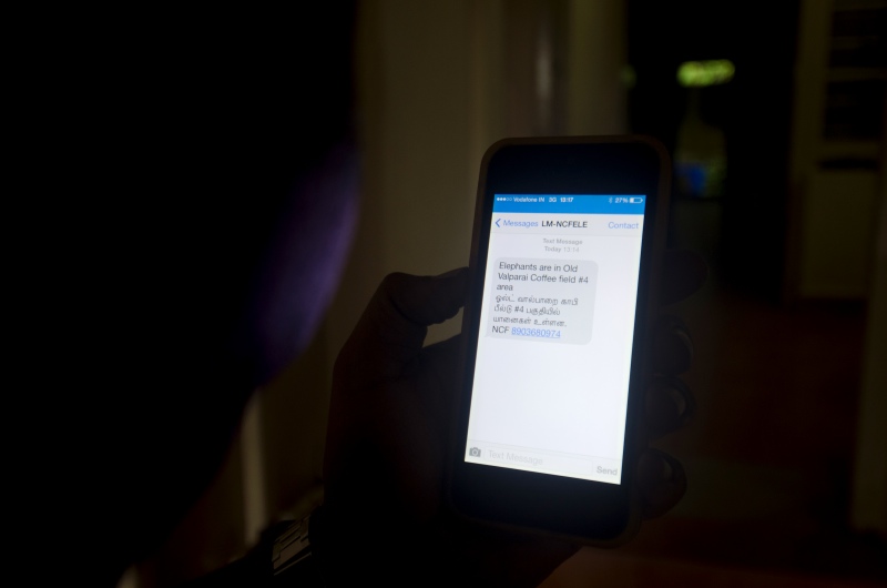 SMS alerts are sent to mobiles in Valparai about the movement of elephant herds. (Photo credit: Ganesh Raghunathan) SMS alerts are sent to mobiles in Valparai about the movement of elephant herds. (Photo credit: Ganesh Raghunathan)