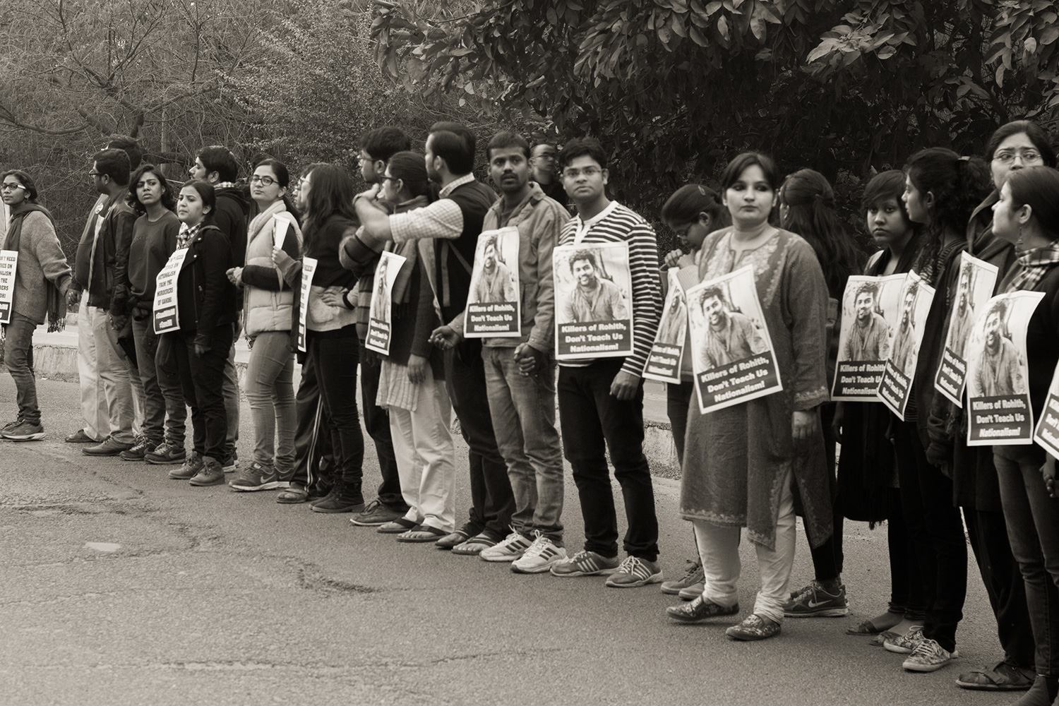 Sunday's human chain across the JNU campus. Picture: Swati Sunday's human chain across the JNU campus. Picture: Swati