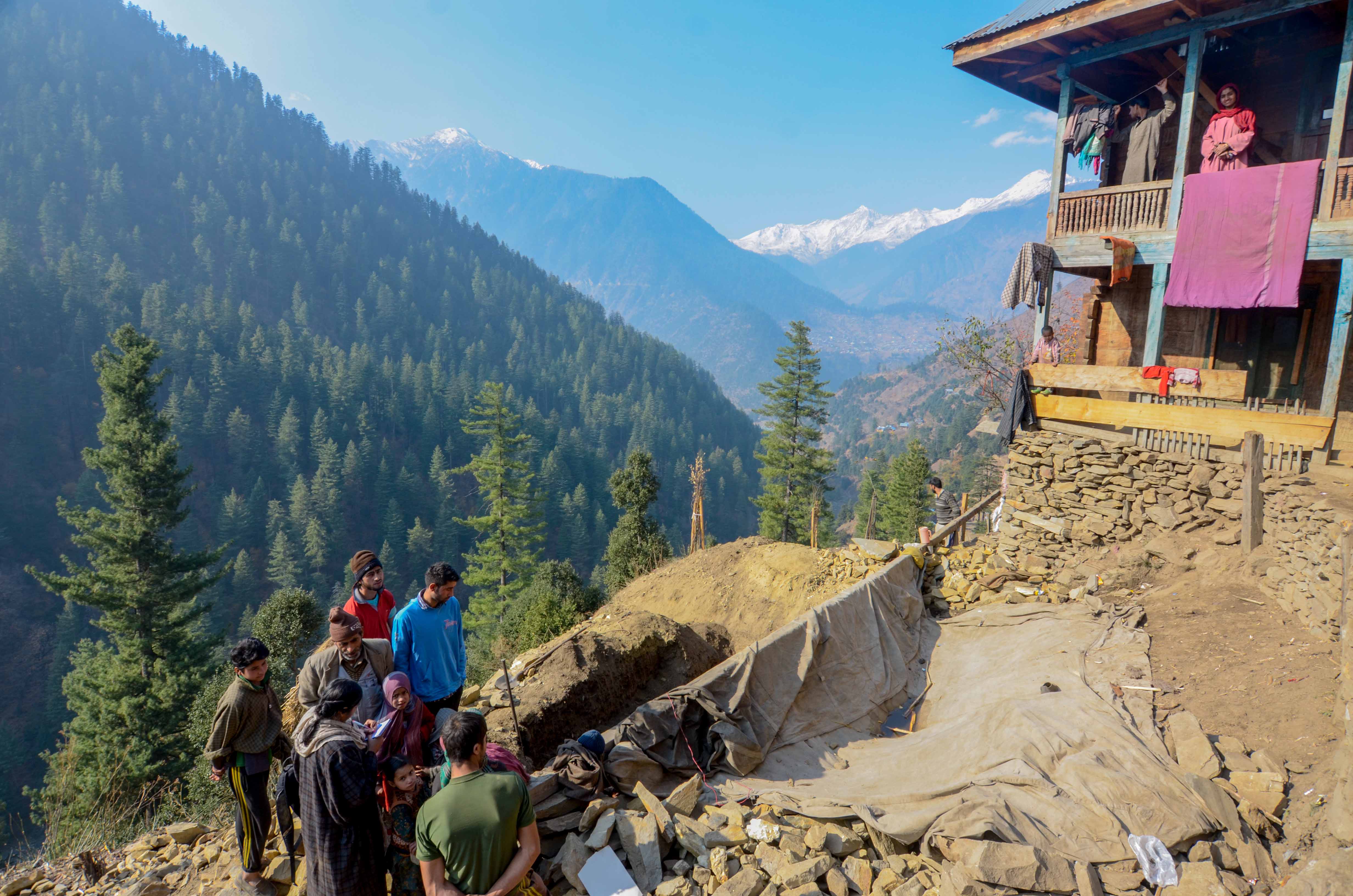 Habibullah Angar's sons and nephews dig a bunker for a family of 22 in Kalas village. Habibullah Angar's sons and nephews dig a bunker for a family of 22 in Kalas village.