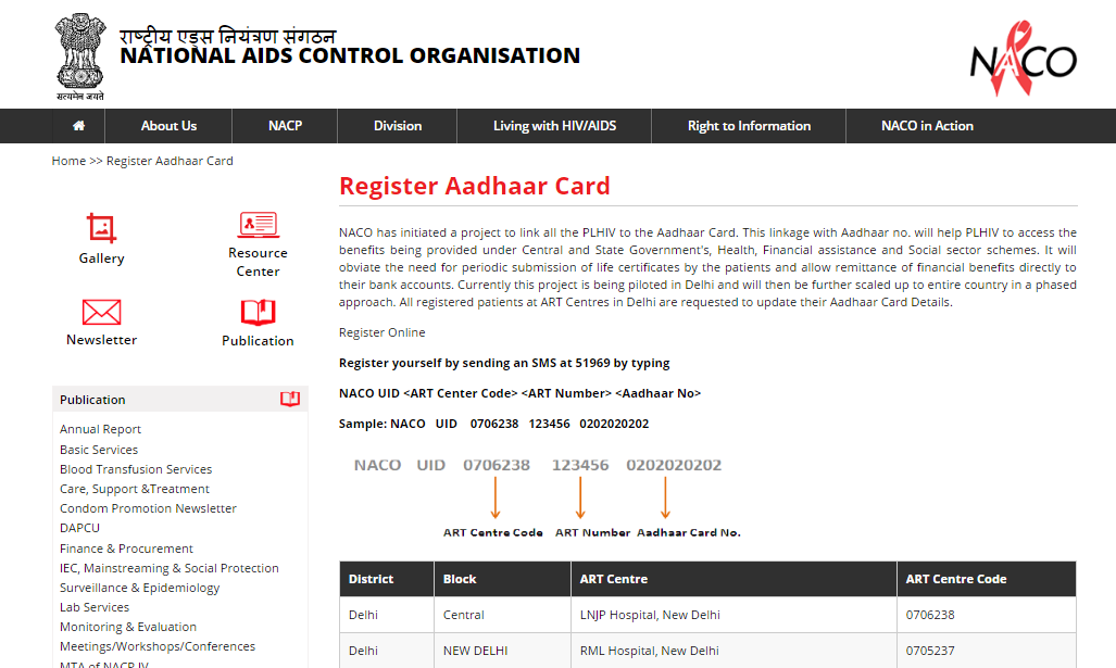 National Aids Control Organisation website asks HIV patients registered at treatment centers to share their Aadhaar numbers. National Aids Control Organisation website asks HIV patients registered at treatment centers to share their Aadhaar numbers.