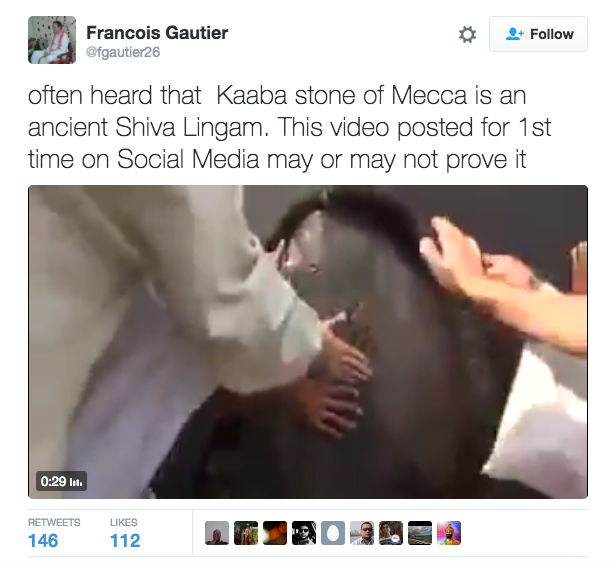 Francois Gautier, a prominent Hindutva intellectual, repeats the “Kaaba as a Hindu place of worship” conspiracy theory on Twitter. Francois Gautier, a prominent Hindutva intellectual, repeats the “Kaaba as a Hindu place of worship” conspiracy theory on Twitter.