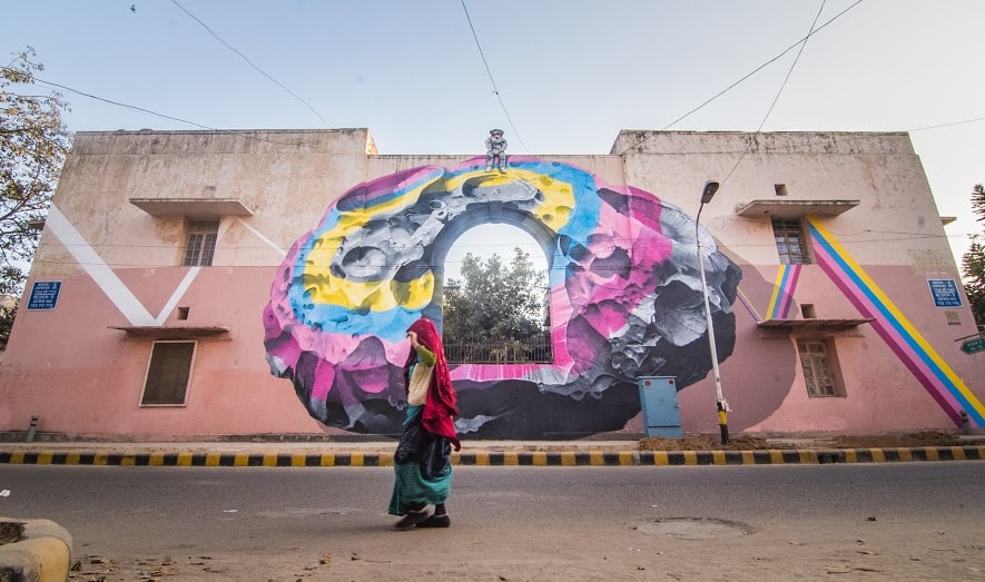 Art by Nevercrew, block 9, Lodhi Colony. (Photograph: Naman Saraiya). Art by Nevercrew, block 9, Lodhi Colony. (Photograph: Naman Saraiya).