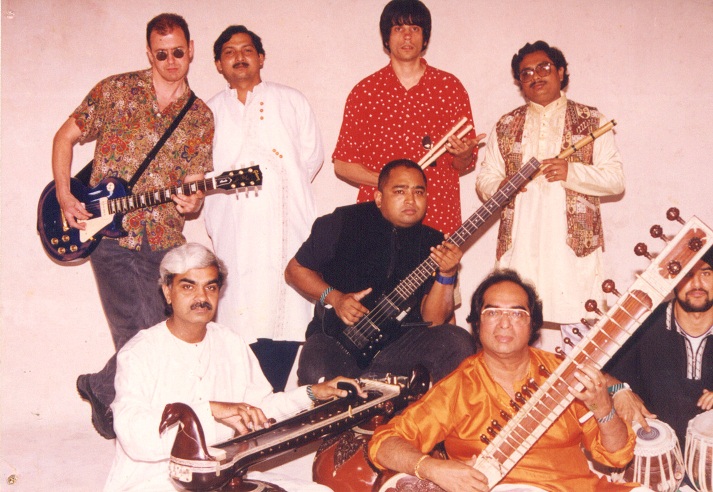 Ananda Shankar, Sam Zaman and other musicians during the recording of Walking On (1999). Courtesy Tanusree Shankar. Ananda Shankar, Sam Zaman and other musicians during the recording of Walking On (1999). Courtesy Tanusree Shankar.