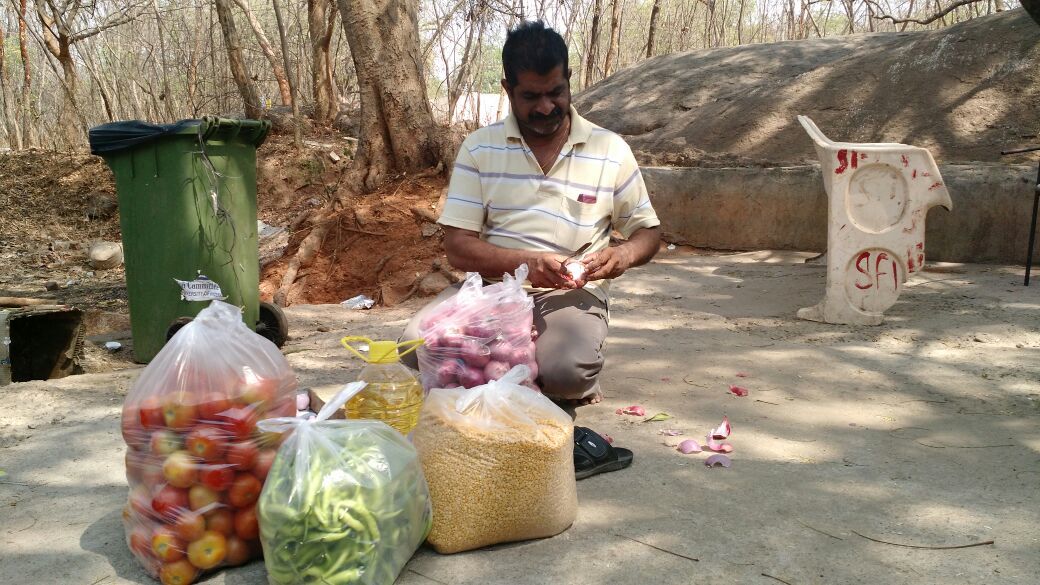 Food supplies arrive from outside for students to cook. Food supplies arrive from outside for students to cook.