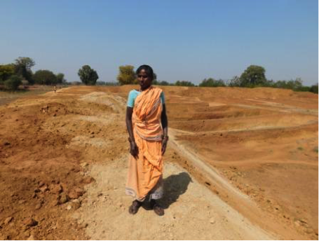 Uma Bhoi surveys a land in Bolangir, Odisha. Uma Bhoi surveys a land in Bolangir, Odisha.