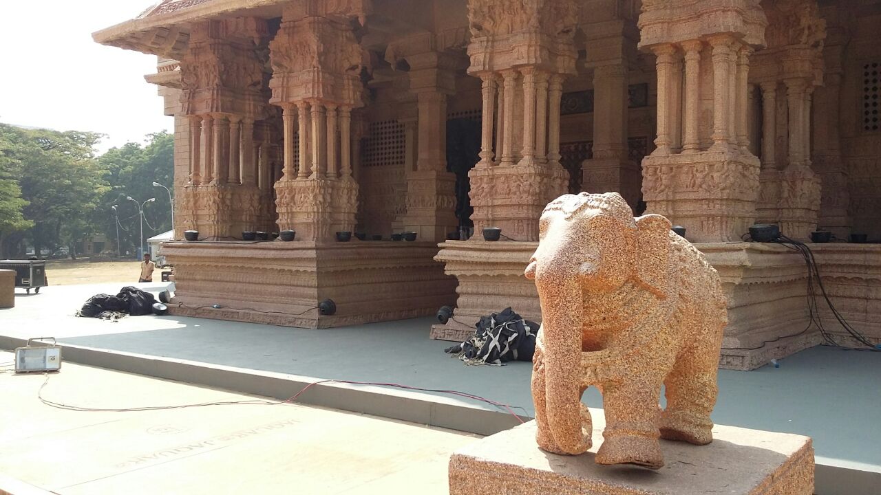 The Hampi Vitthala temple was recreated for the wedding in Bengaluru. The Hampi Vitthala temple was recreated for the wedding in Bengaluru.