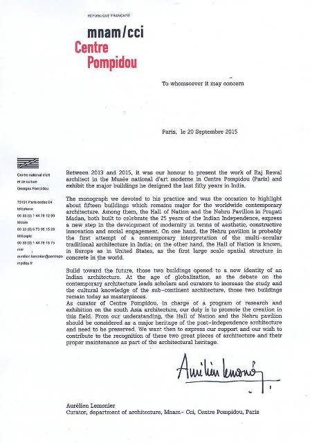 Letter from Centre Pompidou, Paris. Courtesy: Ram Rahman Letter from Centre Pompidou, Paris. Courtesy: Ram Rahman