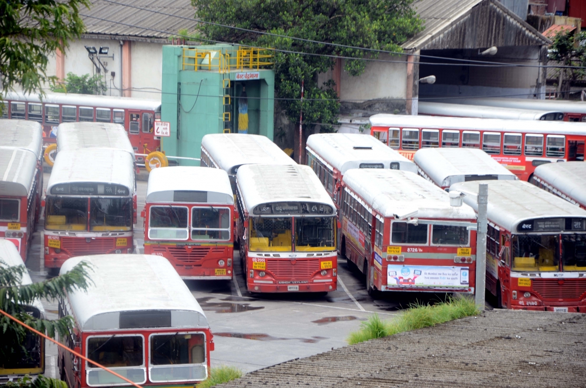 BEST buses in a depot as employees struck work on August 7. IANS BEST buses in a depot as employees struck work on August 7. IANS