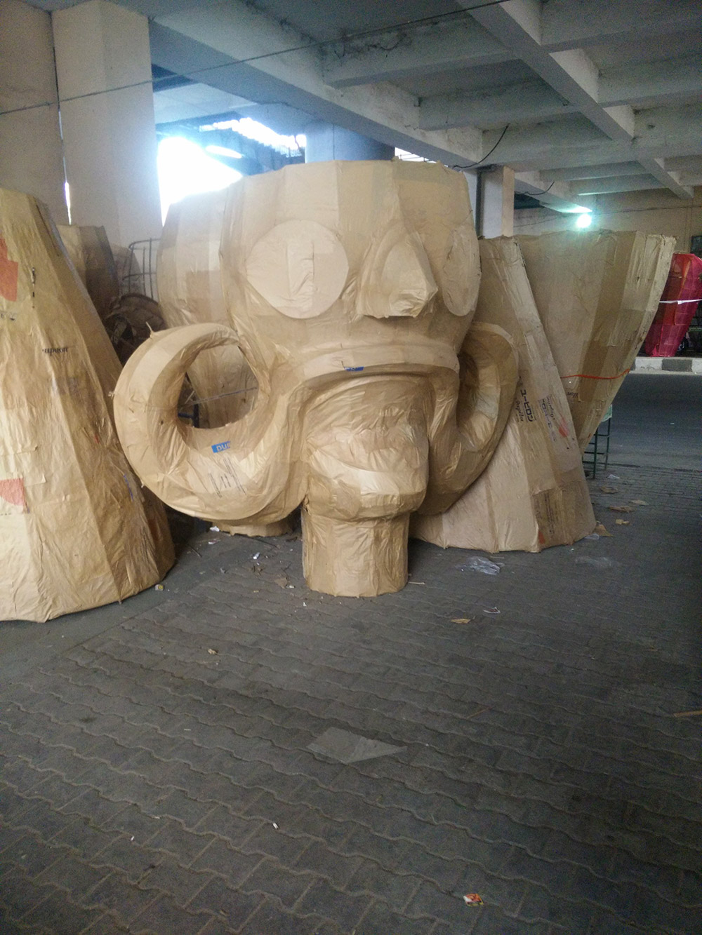 A Raavan head waiting to be assembled. Photo: Rhema Mukti Baxter A Raavan head waiting to be assembled. Photo: Rhema Mukti Baxter