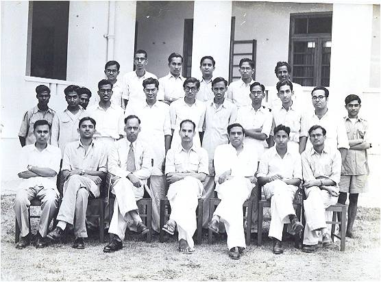 A photo taken in 1955 at Madras University. GNR, wearing a tie, is seated in the bottom row. A photo taken in 1955 at Madras University. GNR, wearing a tie, is seated in the bottom row.