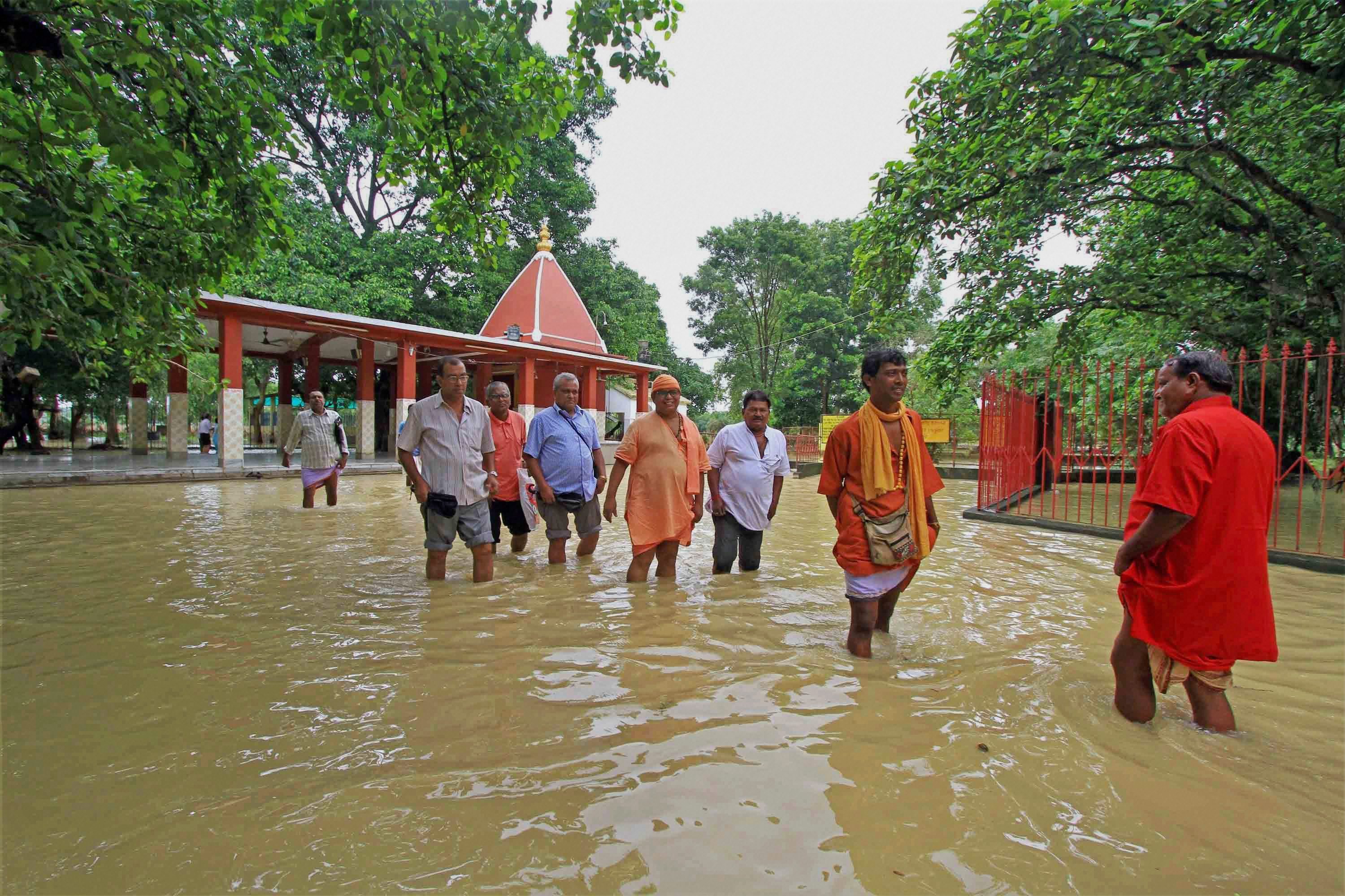 A half-submerged Kankali Kali Temple in Birbhum district (Credit: PTI) A half-submerged Kankali Kali Temple in Birbhum district (Credit: PTI)