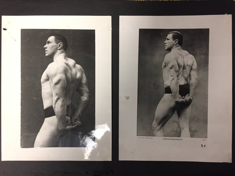 Photos from George Hackenschmidt’s scrapbooks (photographer unknown) The George Hackenschmidt Collection, HJ Lutcher Stark Center for Physical Culture and Sports, University of Texas at Austin. Photos from George Hackenschmidt’s scrapbooks (photographer unknown) The George Hackenschmidt Collection, HJ Lutcher Stark Center for Physical Culture and Sports, University of Texas at Austin.