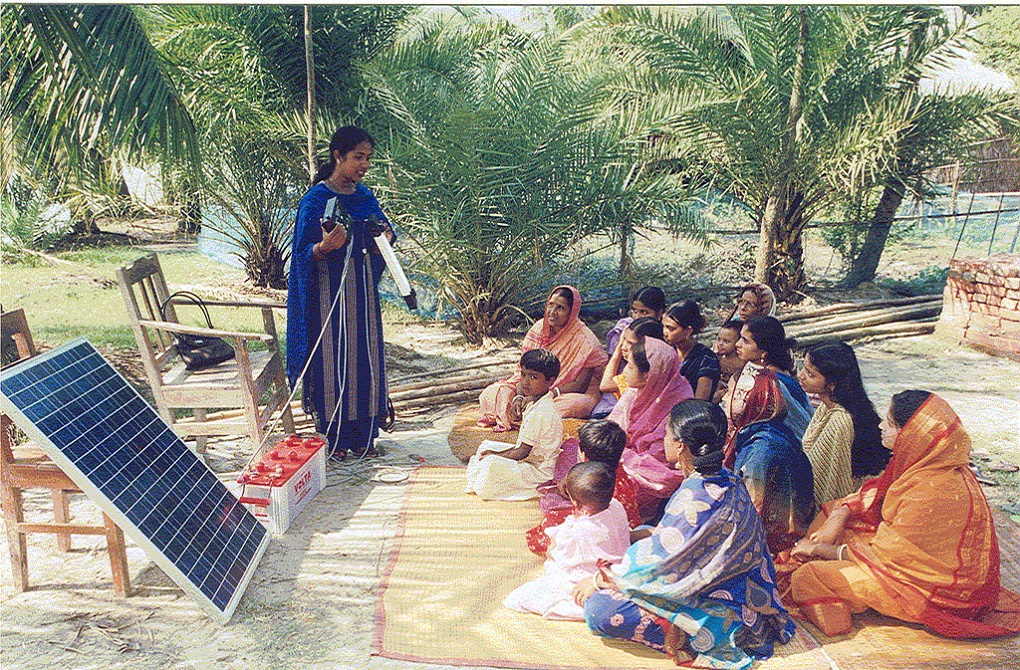 Bangladeshi women receiving training on using a solar home system in Bangladesh. Credit: ILO in Asia and the Pacific Bangladeshi women receiving training on using a solar home system in Bangladesh. Credit: ILO in Asia and the Pacific