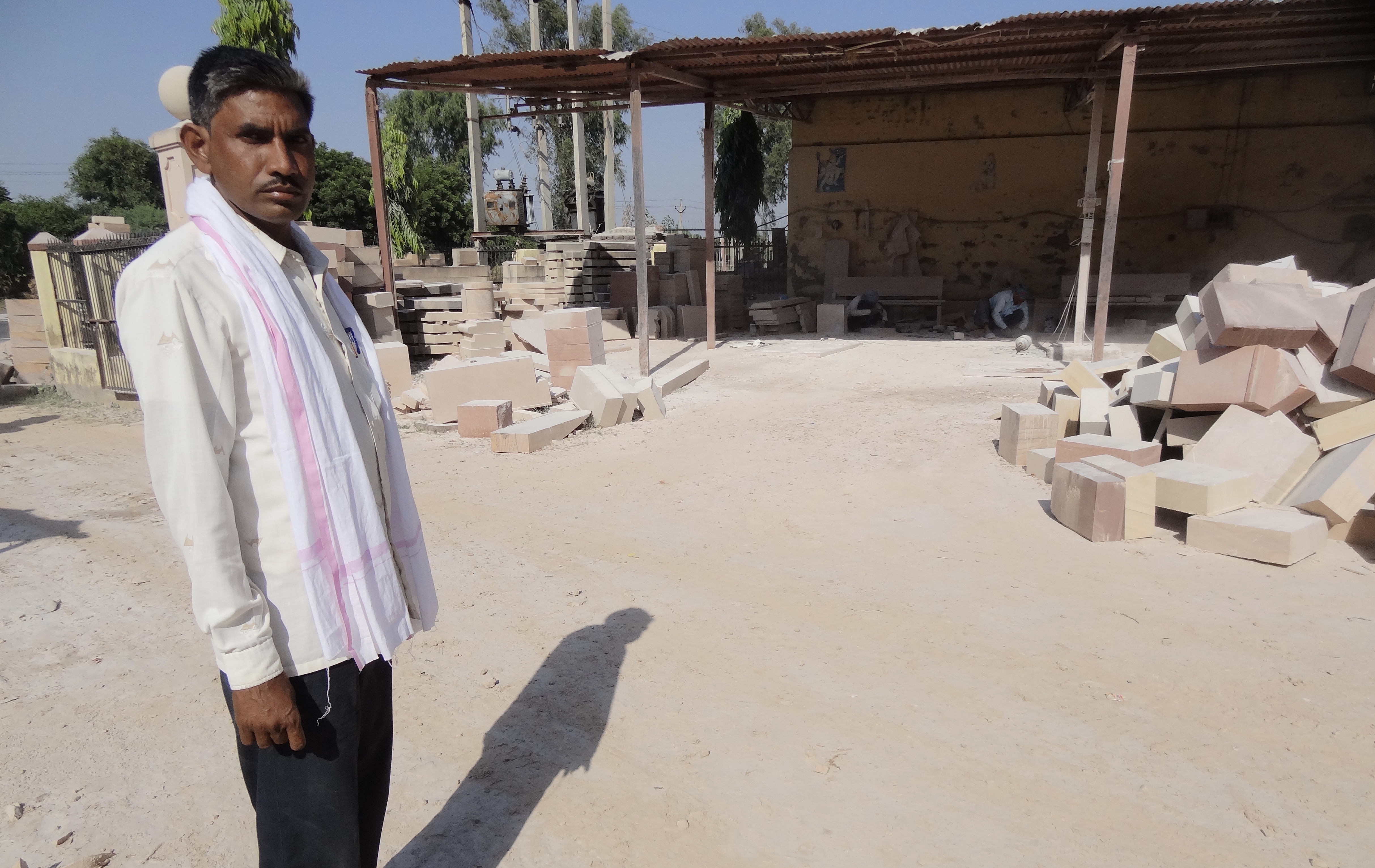 Hariom Saini at a stone-cutting factory in Dausa, Rajasthan. (Photo: Shivam Saini) Hariom Saini at a stone-cutting factory in Dausa, Rajasthan. (Photo: Shivam Saini)