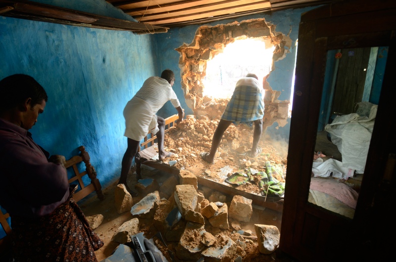 A home destroyed by elephants in search of food. (Photo credit: Ganesh Raghunathan). A home destroyed by elephants in search of food. (Photo credit: Ganesh Raghunathan).