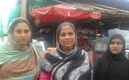 Naseem Bano (centre) with her family outside the Haji Ali dargah on Friday. Naseem Bano (centre) with her family outside the Haji Ali dargah on Friday.