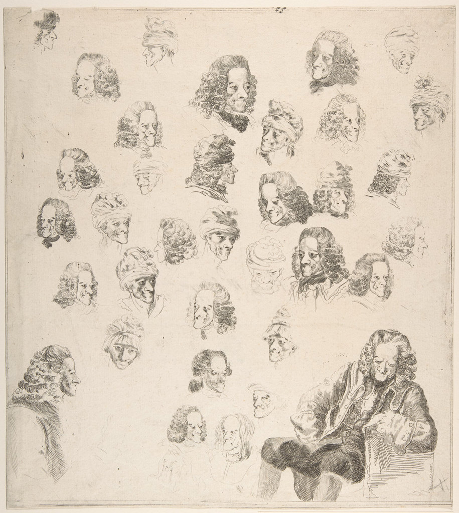 Sketches of Voltaire aged 81, by Baron Dominique Vivant Denon, 1775. Image credit: Gift of Joseph Verner Reed, 1949 Sketches of Voltaire aged 81, by Baron Dominique Vivant Denon, 1775. Image credit: Gift of Joseph Verner Reed, 1949