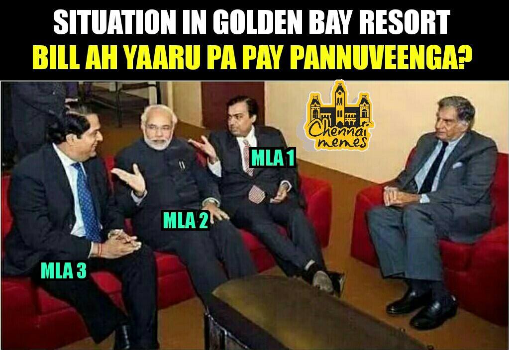 Who is going to pay the bill at Golden Bay Resorts? Credit: Chennai Memes Who is going to pay the bill at Golden Bay Resorts? Credit: Chennai Memes