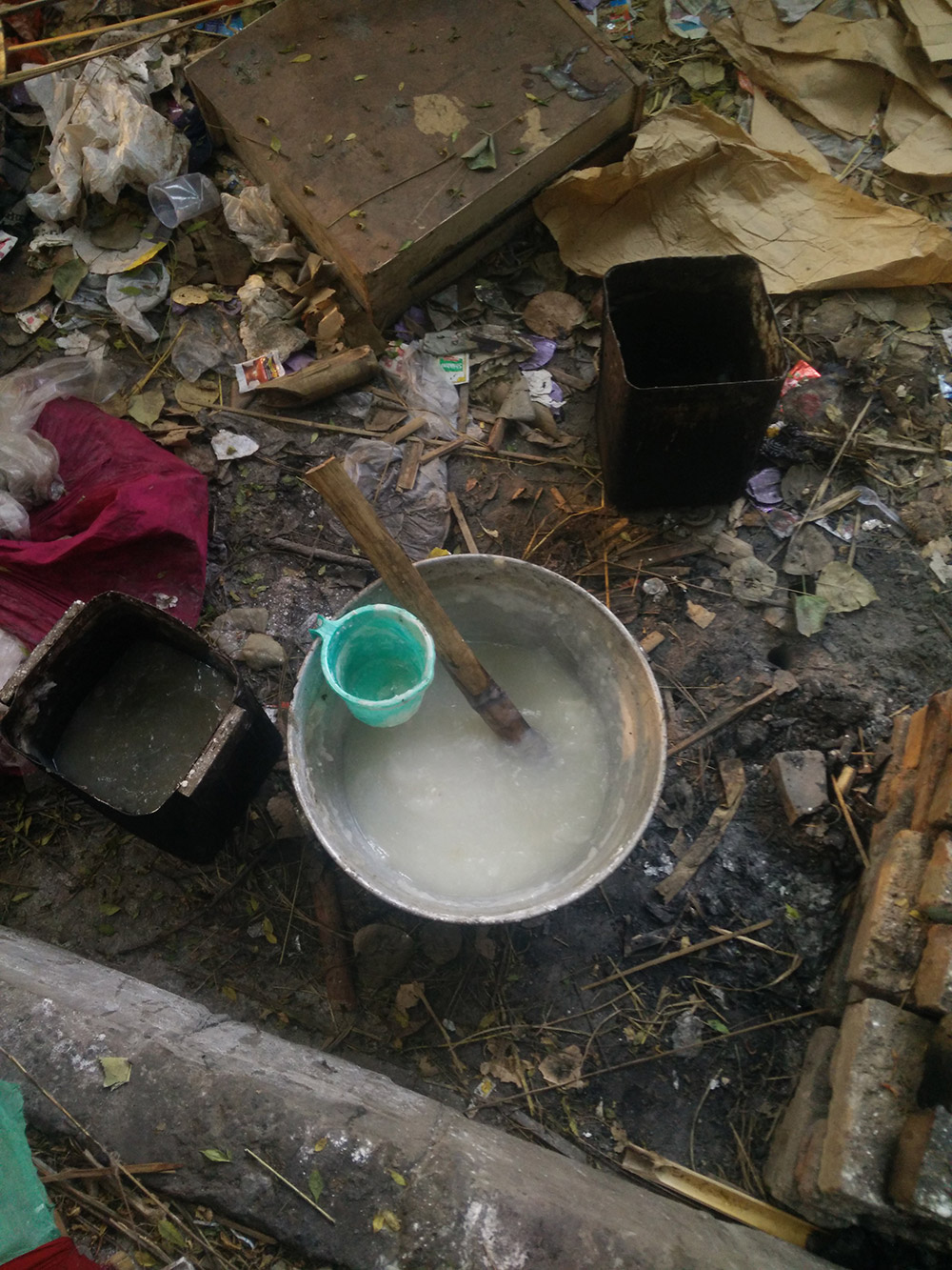 The arrowroot powder and water mixture. Photo: Rhema Mukti Baxter The arrowroot powder and water mixture. Photo: Rhema Mukti Baxter