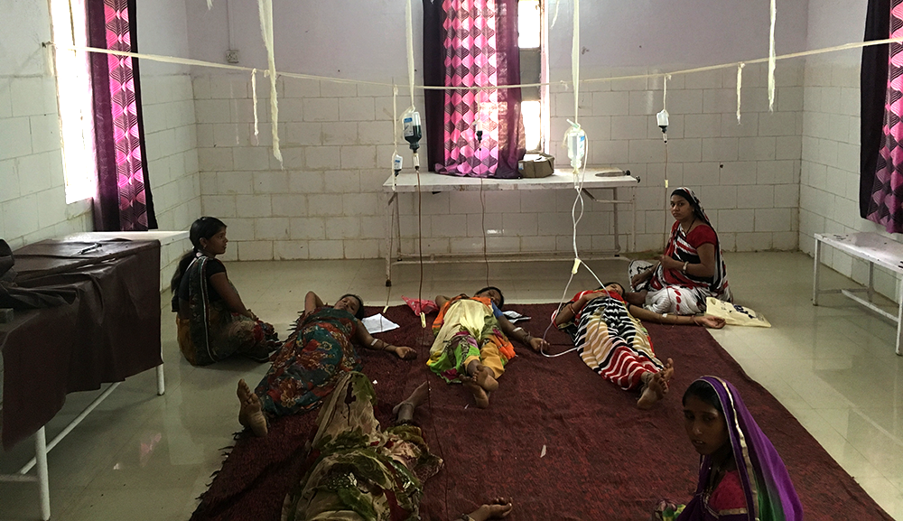 Anaemic pregnant women get their doses of iron-sucrose intravenously in Dalot PHC, Pratapgarh district. Photo: Menaka Rao Anaemic pregnant women get their doses of iron-sucrose intravenously in Dalot PHC, Pratapgarh district. Photo: Menaka Rao