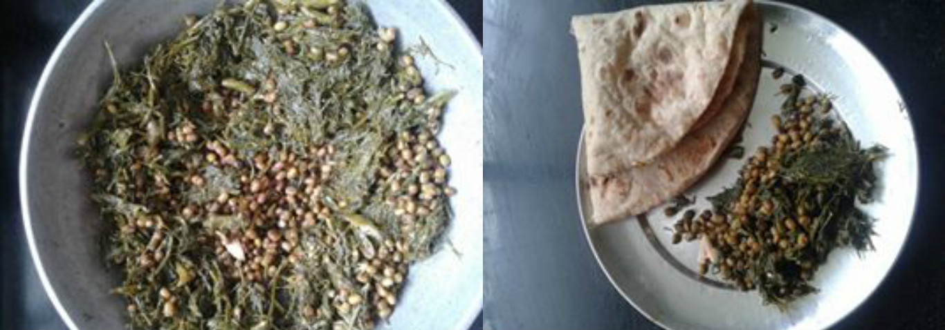 Shepu (Dil) and moong sabji with Jowar Bhakris; Courtesy: Shahu Patole Shepu (Dil) and moong sabji with Jowar Bhakris; Courtesy: Shahu Patole