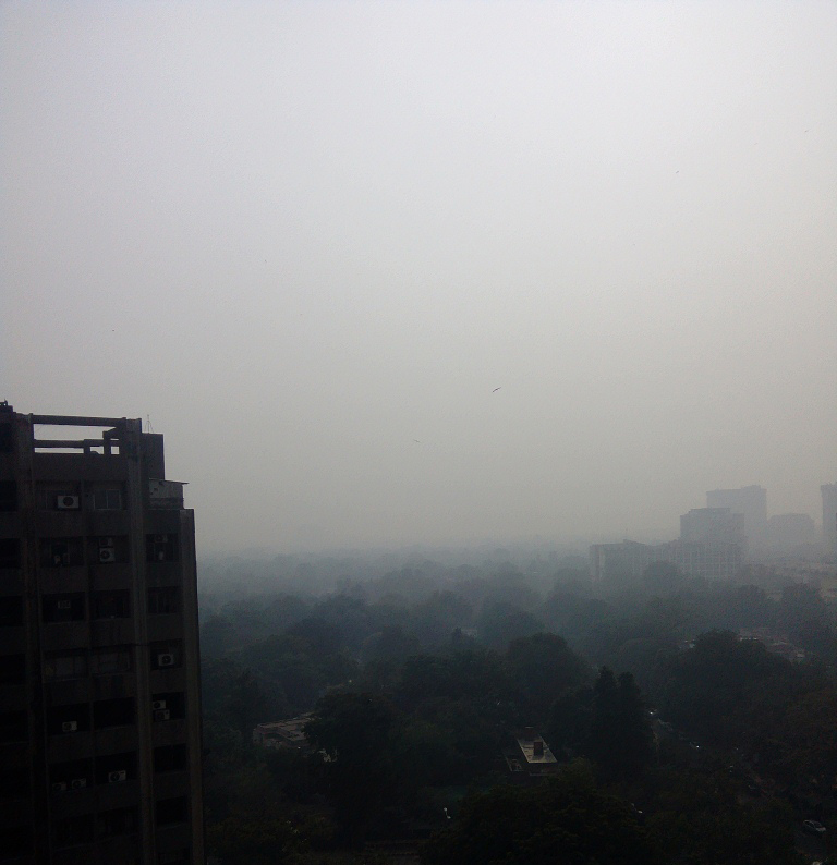 A haze-filled afternoon sky in Central Delhi on November 10. A haze-filled afternoon sky in Central Delhi on November 10.