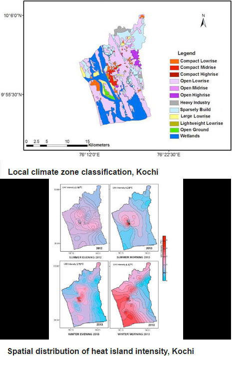 Source: Procedia Environmental Sciences. In Kochi, areas with concentration of high- and mid-rise buildings are prone to heat island effect. Source: Procedia Environmental Sciences. In Kochi, areas with concentration of high- and mid-rise buildings are prone to heat island effect.