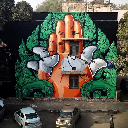Mural by French artist Chifumi, Block 4, Lodhi Colony. (Photograph by Akshat Nauriyal). Mural by French artist Chifumi, Block 4, Lodhi Colony. (Photograph by Akshat Nauriyal).