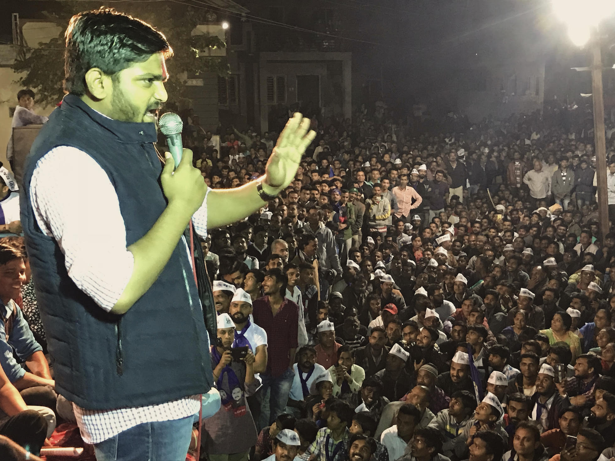 Hardik Patel addressing a gathering in Dholka in Ahmedabad district. Photo credit: Supriya Sharma Hardik Patel addressing a gathering in Dholka in Ahmedabad district. Photo credit: Supriya Sharma