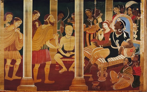 Asit Kumar Haldar, Megasthenes in Chandragupta’s Court, Bengal, early 20th century. Image courtesy Ananya Vajpeyi. Asit Kumar Haldar, Megasthenes in Chandragupta’s Court, Bengal, early 20th century. Image courtesy Ananya Vajpeyi.
