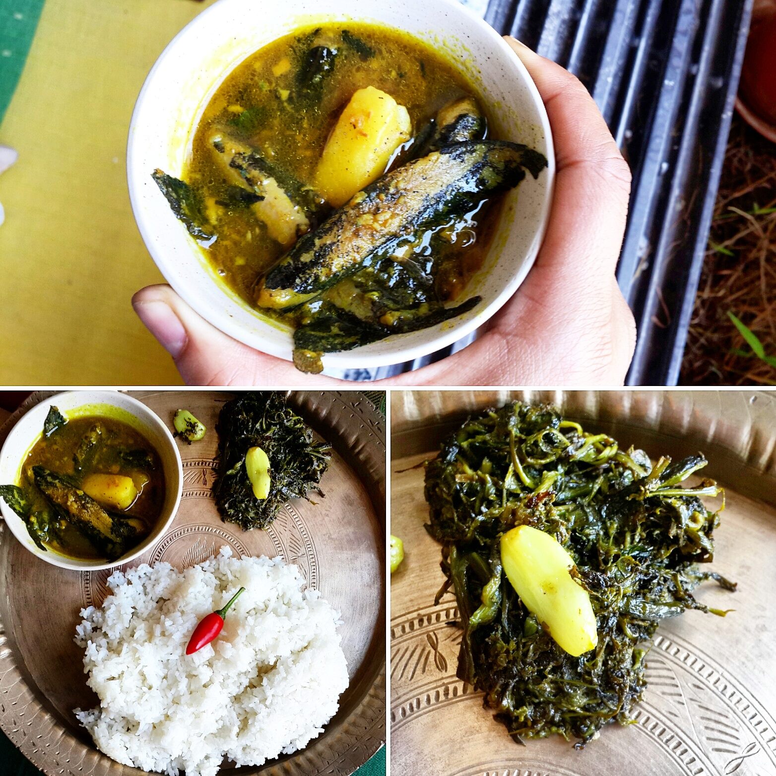 Hingi Maas Jalukiya (Cat fish peppery curry), Dhekia Xaak. Photo credit: Gitikas PakGhor/via Facebook.com Hingi Maas Jalukiya (Cat fish peppery curry), Dhekia Xaak. Photo credit: Gitikas PakGhor/via Facebook.com