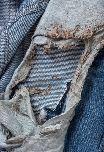 Jeans worn by Jaime Santana the day he was struck by lightning © William LeGoullon Jeans worn by Jaime Santana the day he was struck by lightning © William LeGoullon